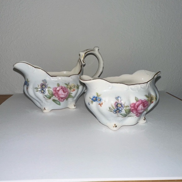 Floral Cream and Sugar Set vintage from the 1950s - Picture 2 of 9